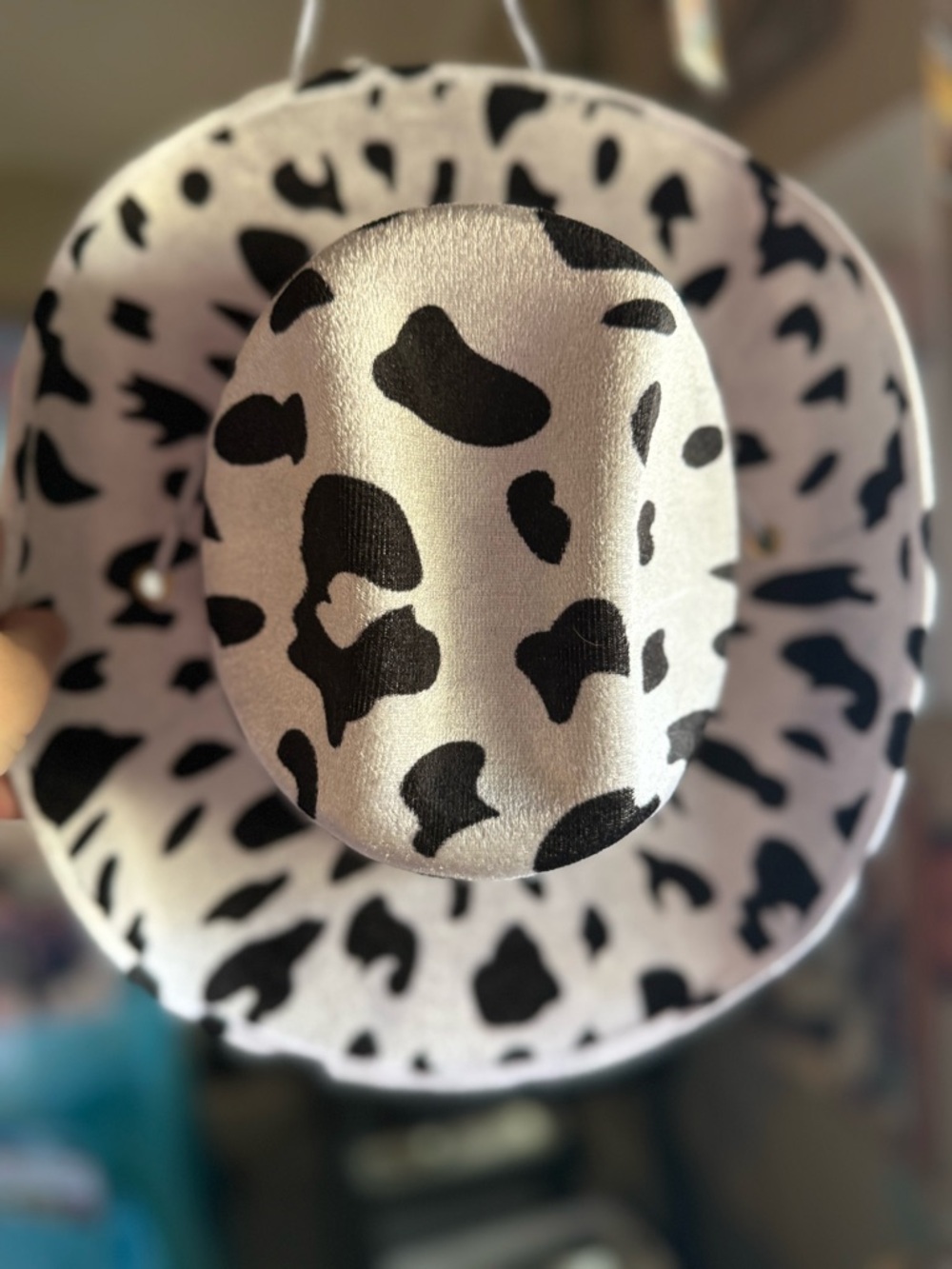 Adult Black and White Cow Print cowgirl Hat